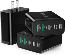 USB C Wall Charger Block Fast Charging, Besgoods 5-Port C and A Black 