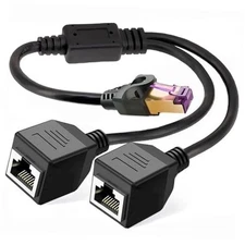 Ethernet Splitter 1 to 2, RJ45 Splitter LAN Internet Network Cable Purple