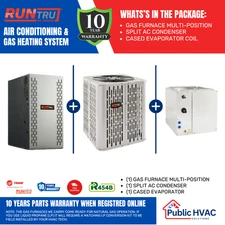 RUNTRU by Trane 120,000 BTU 80% Multi Positional Furnace, 4 Ton 13 SEER AC Conde