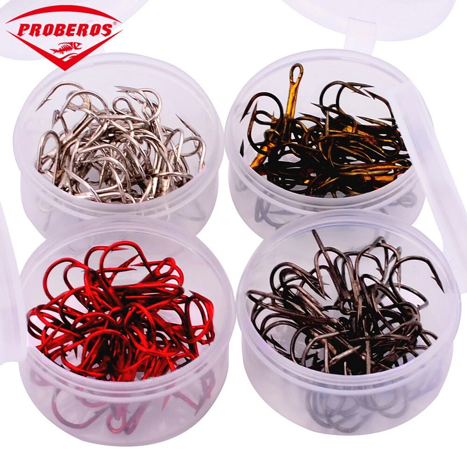 20x/Box Barbed Drillingshaken 2#-10# Hecht Sea Fishing Drillinge für Alle Fische - Bild 3 von 4