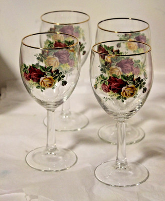 Royal Albert Old Country Rose All Purpose Goblets/ Set 0f 4/ New/ Lot #4