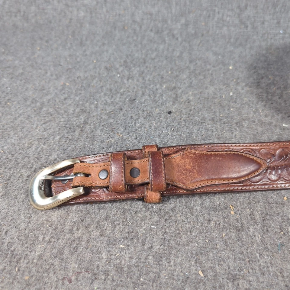Cinturón Justin Top Grano Gamuza Cuero Vaca Marrón Talla 36 Foto 4 de 4