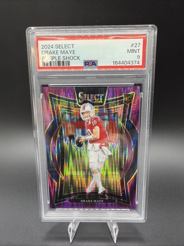 2024 Panini Select - Concourse Drake Maye #27 Purple Shock Prizm /360 (RC) PSA 9