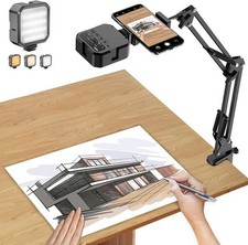 Overhead Mount, Articulating Arm Cell Holder with LED Light, Flexible Stand f...