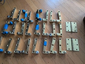 Large Lot 24 Omnia Polished Brass 4-3/8" x 5/8" x 1-7/8" Solid Brass Pivot Hinge