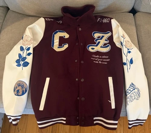 Ring of Fire Men’s Varsity Jacket Burgundy Size M - product listing photo