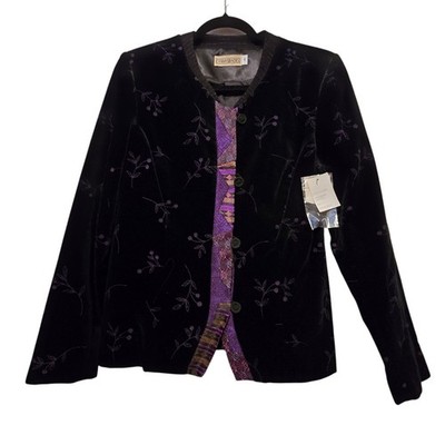 Vtg NWT Canvasbacks Velvet Blazer 10 Black Purple Fairy Whimsigoth Steampunk Art