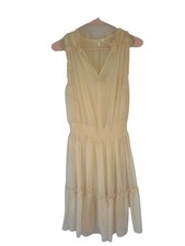 Maurices Cottagecore Coquette Babydoll Mini Dress Beige Boho Soft Girl XS Y2K