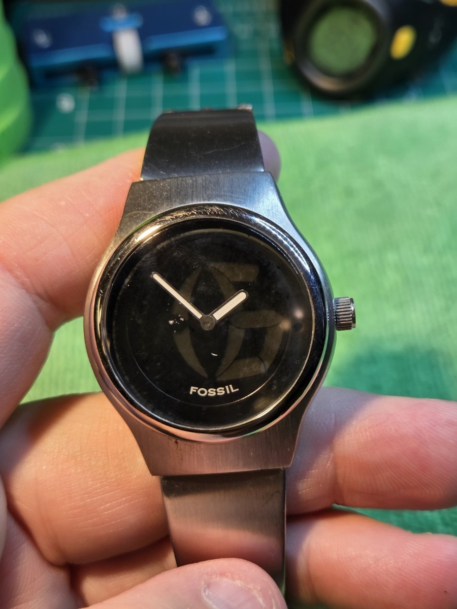 Fossil Men's Big Tic Black Dial Silver Tone Round Digital Seconds