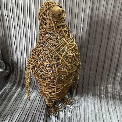 Handgefertigte Weide & Metall Skulptur eines Pinguins Vogel Figur für Wohndeko