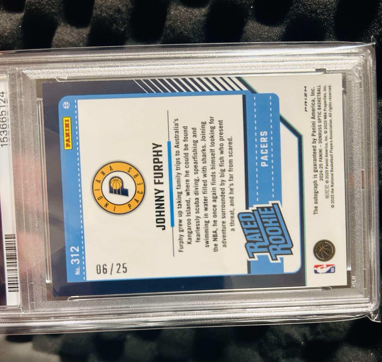 2024 OPTIC BASKETBALL- JOHNNY FURPHY - BLACK PANDORA AUTO - /25🔥PSA 10🔥 view 2