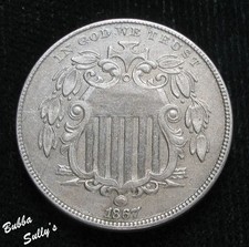 1867 No Rays Shield Nickel EXTREMELY FINE