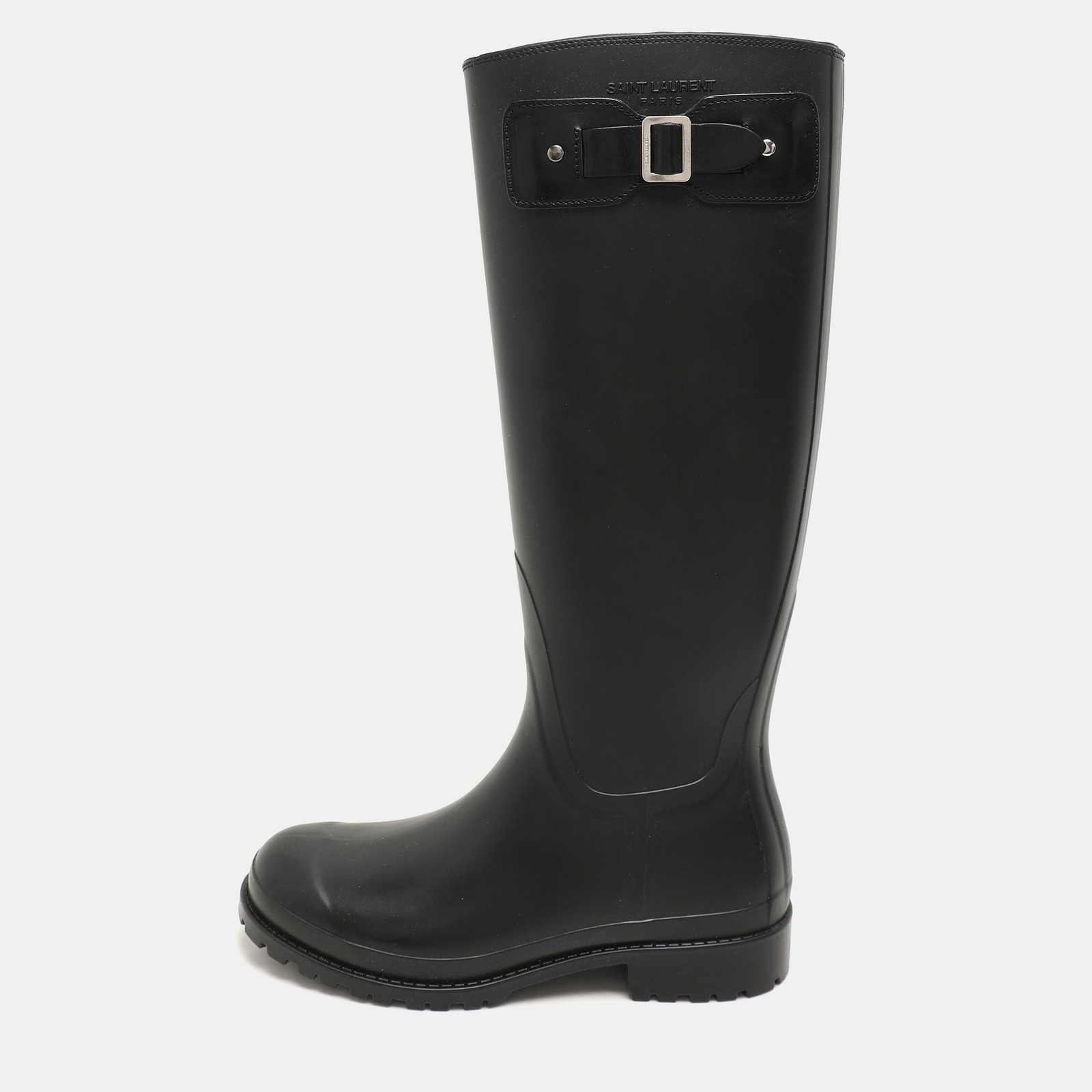 Stivali da pioggia Saint Laurent neri in gomma Wellington taglia 36