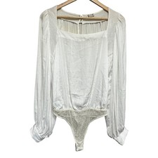 Free People Intimately Puff Sleeve Bodysuit Womens S Satin Thong Feminine Flaw