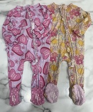 Posh Peanut Set of 2 Footed, Ruffled Sleepers Bamboo Size 0-3 Months