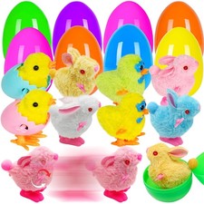 8 Pack Jumbo Easter Eggs Filled with Wind-Up Toys, Plush Chicks and Bunnies, ...