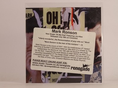 MARK RONSON FT LILY ALLEN OH MY GOD (F39) 9 Track Promo CD Single including Pict