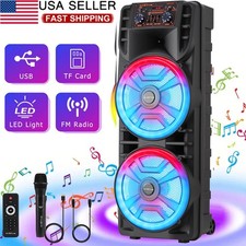 8000W Dual 12in Subwoofer Portable Party Speaker LED Bluetooth Sound System mic