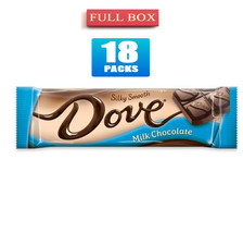 Full Box 18x Packs DOVE Milk Chocolate Candy Bar Silky Smooth - 1.44oz Each