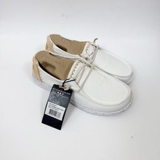 Hey Dude Wendy Chambray White Sand Shoes Size 6