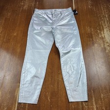 Kut From The Kloth Women's Charlize Fab Ab Cigarette Silver Jeans Size 10 NWT