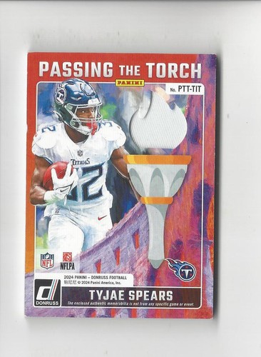 2024 Donruss Passing the Torch Chris Johnson/Tyjae Spears PATCH Titans /49 - Picture 2 of 2