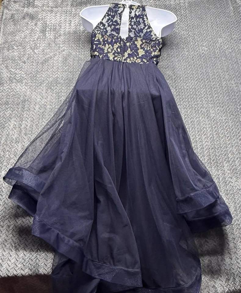 Speechless платье Junior 1 с бретелью через шею темно-синий высоты низкий официальный вечернее выпускное платье - Изображение 3 из 4