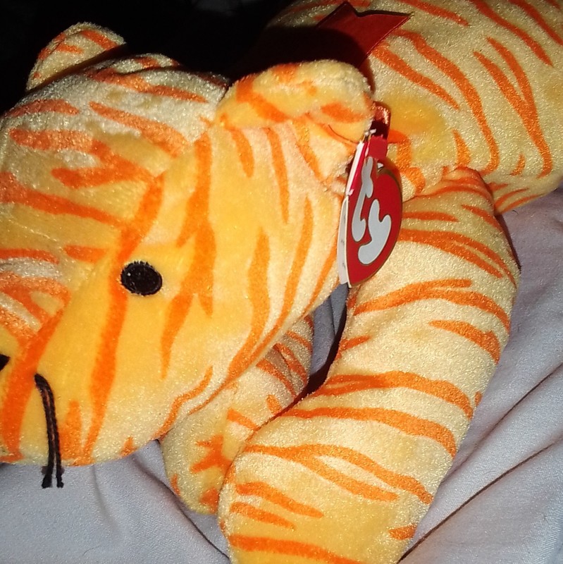 Ty Pillow Pals Collection Purr Orange Tiger Plush Toy All Ages 