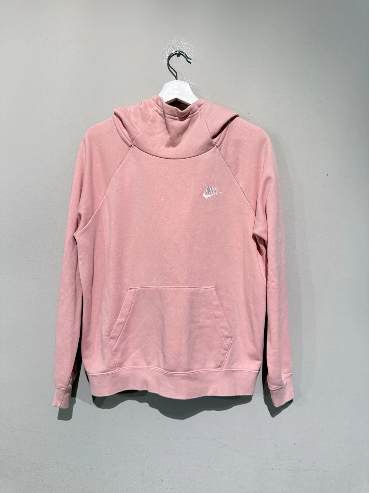 Nike Women M Fleece Funnel Neck Pullover Hoodie Peach Athletic Casual Gym Travel
