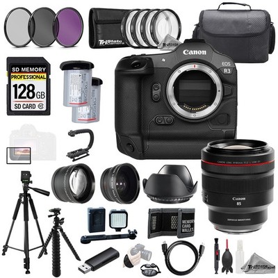 Canon EOS R3+ RF 85mm f/1.2 L USM DS Lens+128GB+ExtBat+9PCFltr-MEGAKit