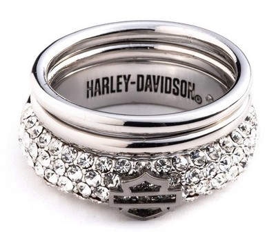 Harley-Davidson RING BLING CRYSTAL B&S STACKABLE, Silber