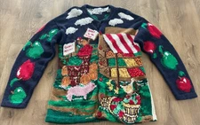 VTG 90’s APPLES By The BUSHEL Fall Farm Pumpkin Eagle Eye Women’s M Sweater