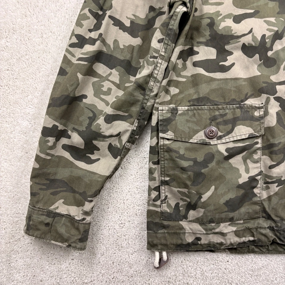 Cortavientos con Capucha Azul Marino Antiguo Para Hombre Talla Grande Verde Camuflaje Bolsillos con Cremallera Completa Foto 2 de 4