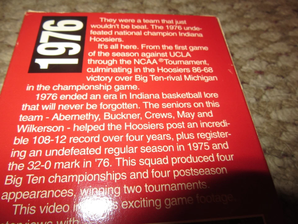 The Perfect Season 1976 Indiana Hoosiers Undefeated Basketball VHS Tape IU NCAA - Image 3 of 4