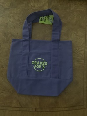 Trader Joes Mini Canvas Tote Bag, purple Trick or Treat Halloween tote, NWT