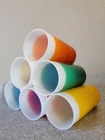 Set/6 VTG Fire King GLAMALITE GLITTERY Rubber-Coated Milk Glass 5" TUMBLERS
