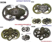 steampunk pirate pin badge brooch bronze silver submarine octopus  #DC01-08