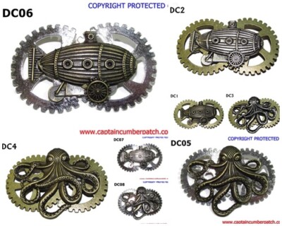 Steampunk Pirat Pin Anstecker Brosche Bronze Silber U-Boot Oktopus #DC01-08