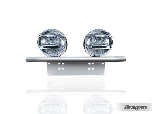 Number Plate Light Bar+Chrome Round Spot Lamps x2 For Skoda Kodiaq 2016-2024 - Picture 2 of 5