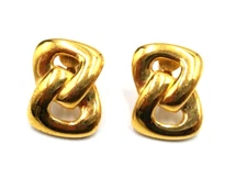 Vintage 1980's  Napier Gold Tone Figure 8 Knot Adjustable Clip-On 1" Earrings