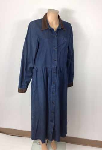 Lands End Western Jeanskleid Maxi Damen 12