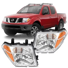 Pair For 2005-2008 Nissan Frontier Chrome Headlights 05-07 Pathfinder Headlamps