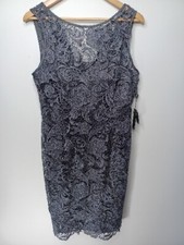 NWT Adrianna Papell Slate Gray Lace Dress Size 12 Sleeveless Lined Gorgeous