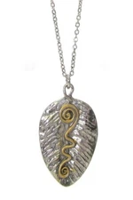 Vintage Leaf Pendant Necklace Silver