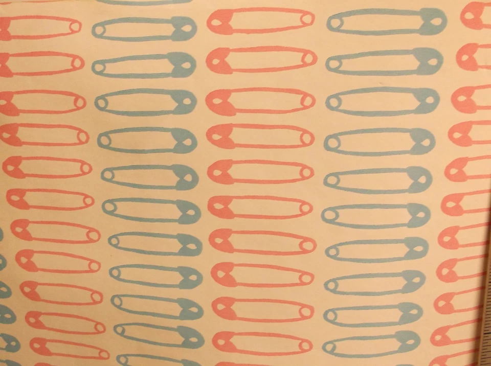 Pink & Blue Diaper Pin Nursery Baby Shower Gift Wrapping Paper 60' x 20" Roll - Image 3 of 4