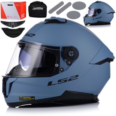 LS2 FF808 STREAM II Misty Blue Integralhelm Motorradhelm mit Sonnenblende XS-3XL