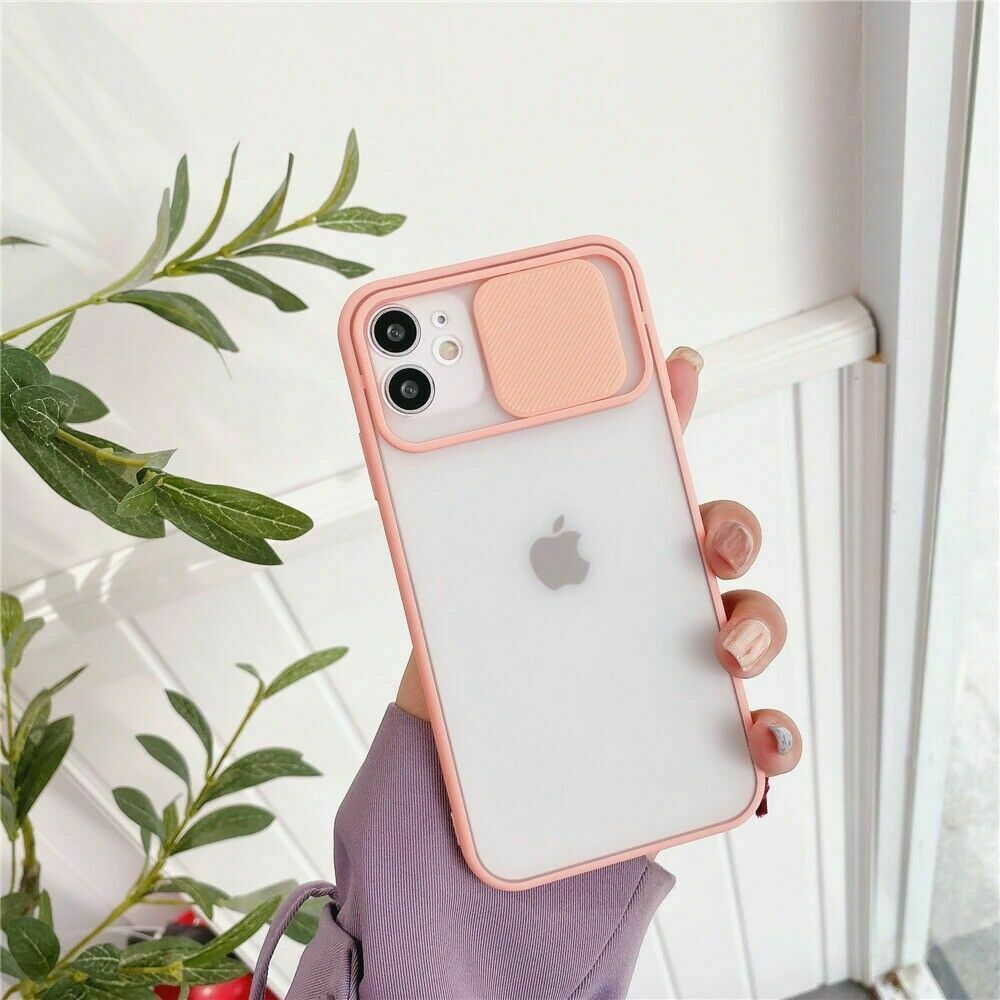 For iPhone 13 12 Pro Max XR 8 7 Heavy Duty Camera Lens Slide Shield Case Cover