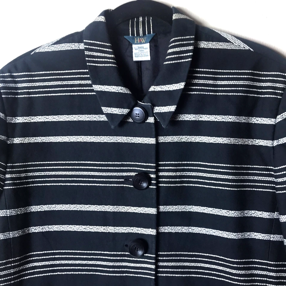 Chaqueta Blazer H&W Talla 18 Hasta la Cintura Para Mujer Negra Con Tiras Grises Carrera Foto 3 de 4