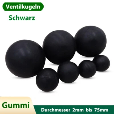 GOOBETTER Solide Gummi Kugeln Bouncy Ball Rund Schwarz Gummikugeln Ventilkugeln Ø2mm-75mm