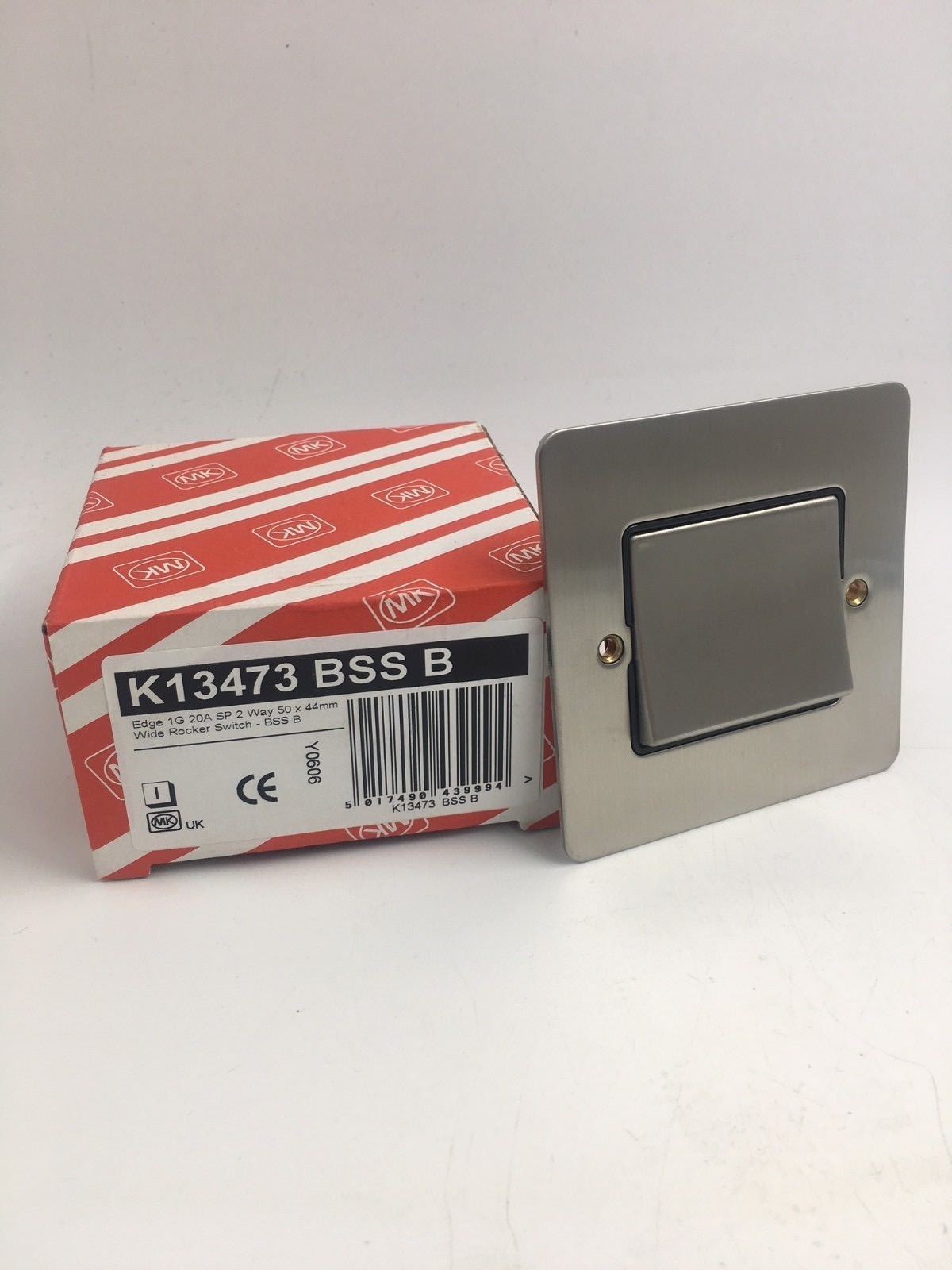 MK EDGE WIDE ROCKER SWITCH BRUSH STAINLESS STEEL 1G SP 2 WAY 20AMP K13473 BSS B